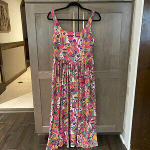 Women's Arista Geometric Cotton Midi-dress in Miro Size Small